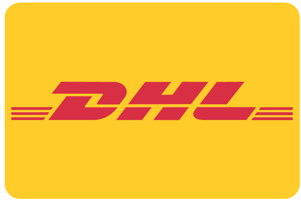 DHL-Logo mit gelbem Hintergrund – Symbol für Versanddienstleister.